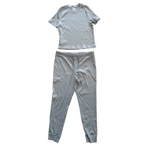 H&M Pants - H&M BABY BLUE RIBBED MATCHING SET T-SHIRT JOGGERS CO-ORD SIZE LARGE